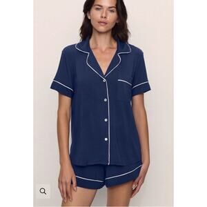 Eberjey GISELE SHORT PJ SET Navy Blue Tencel Women's Sz M NWT $148